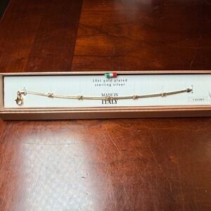 NEW Mia Fiore 18kt Gold Plated Sterling Silver 7 Inch X Station Bracelet Italy